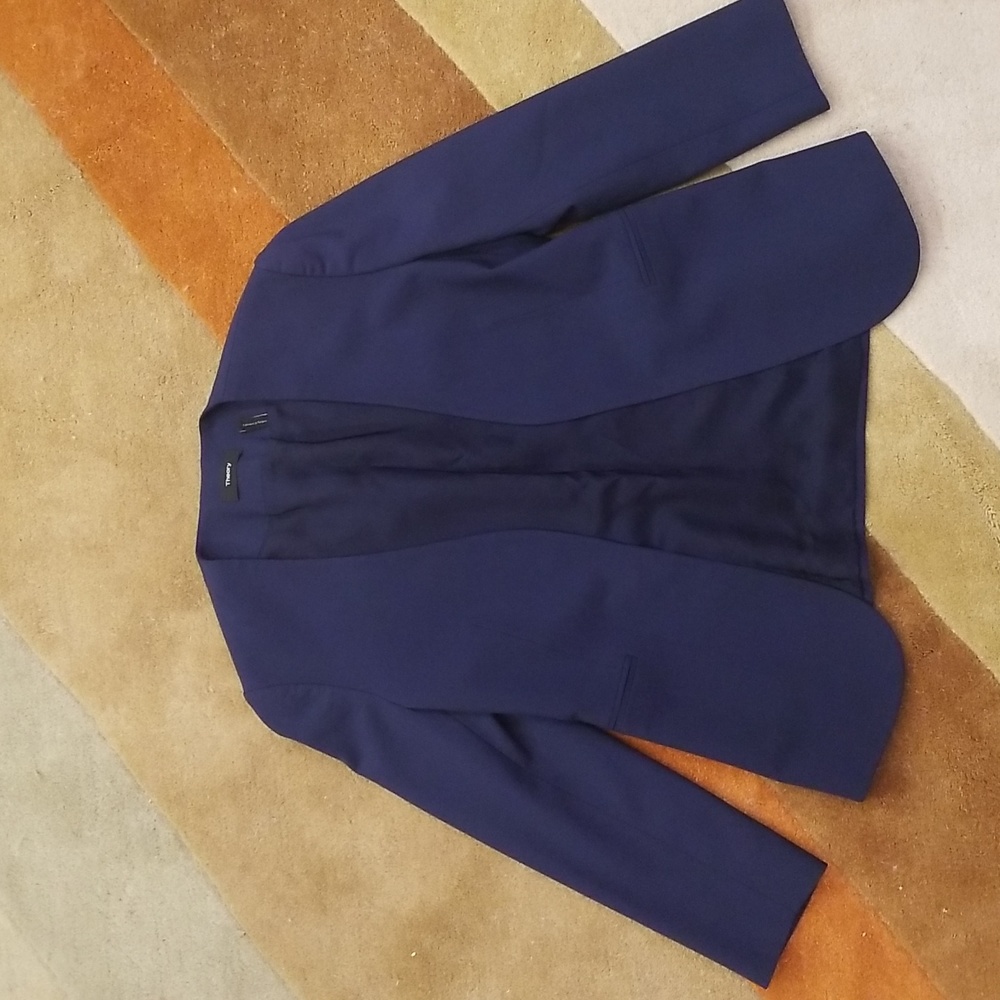 Theory Lindrayia Open-Front 3/4-Sleeve Wool Suiting Jacket